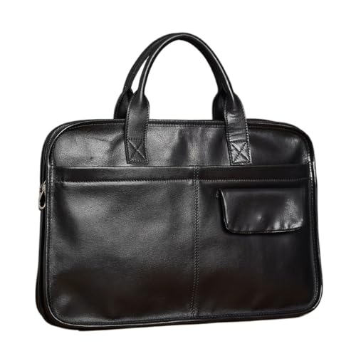 EGBHNJKL Genuine Leather Briefcase for 15.6-Inch Laptop