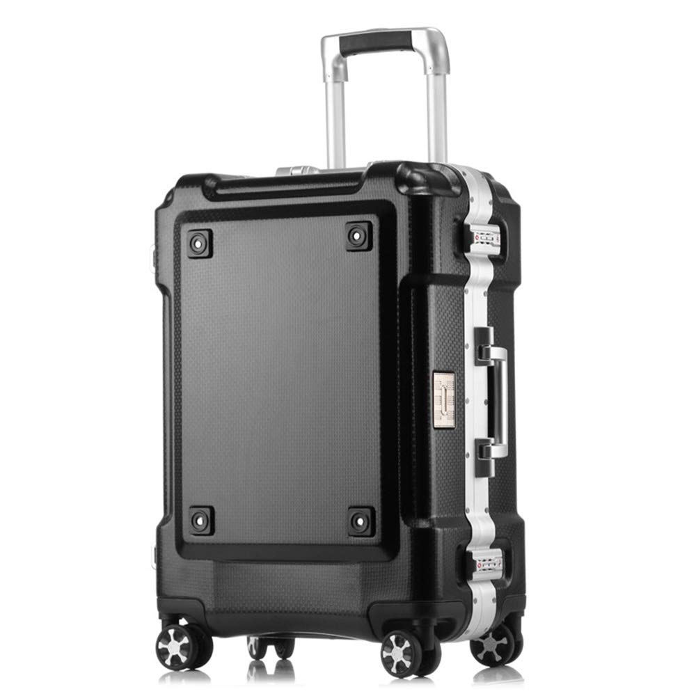 20-Inch Black ABS+PC Expandable Hardside Carry-On Suitcase