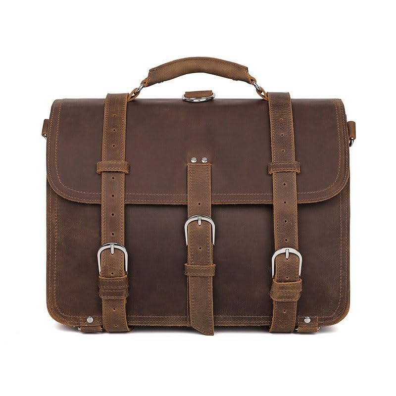 YMGSCC Vintage Genuine Leather Laptop Messenger Bag