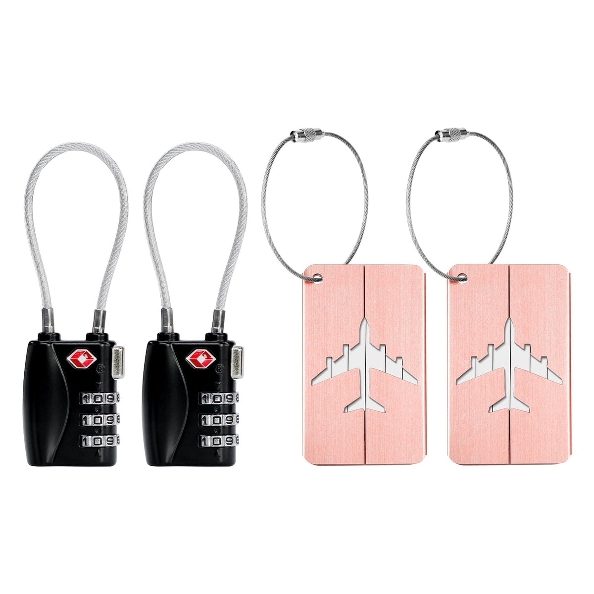 Aluminum Luggage Tags with ID Card Holder & Key Ring