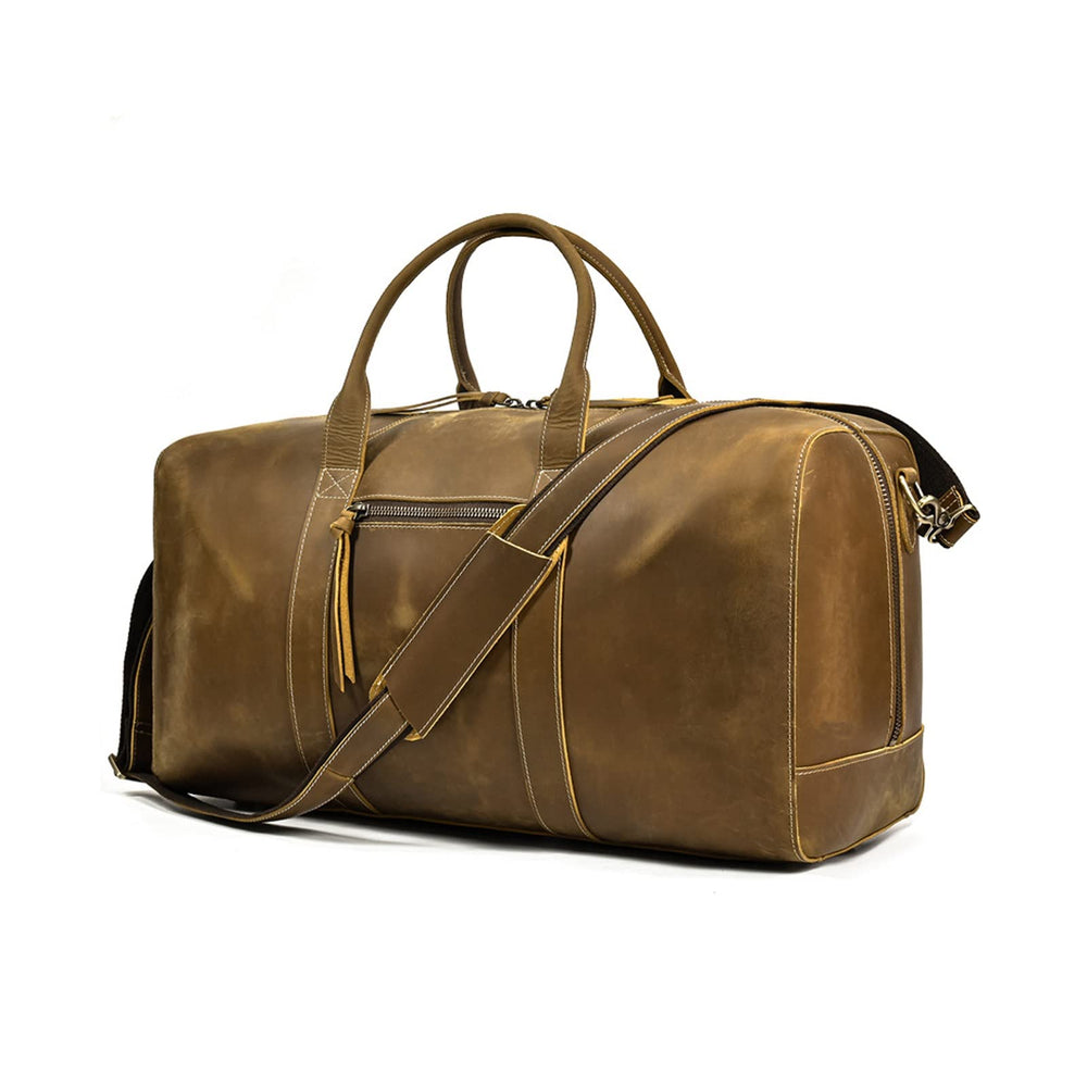 Men's Leather Weekender Duffel Bag for Travel & Gym