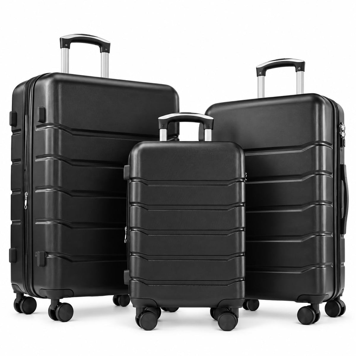 20-Inch Black Expandable Hardside Spinner Suitcase