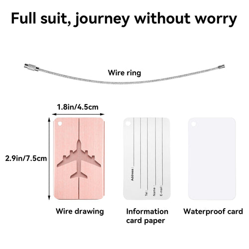 Aluminum Luggage Tags with ID Card Holder & Key Ring