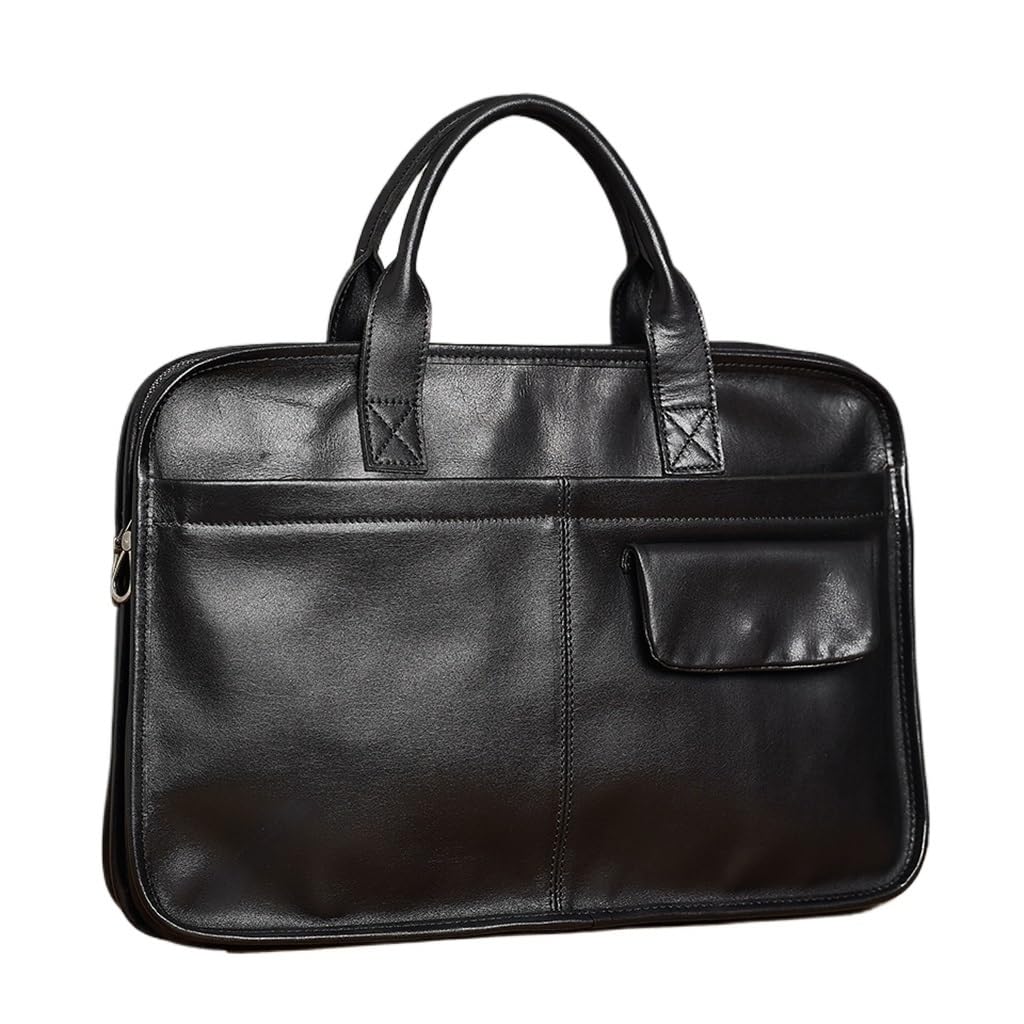 EGBHNJKL Genuine Leather Briefcase for 15.6-Inch Laptop