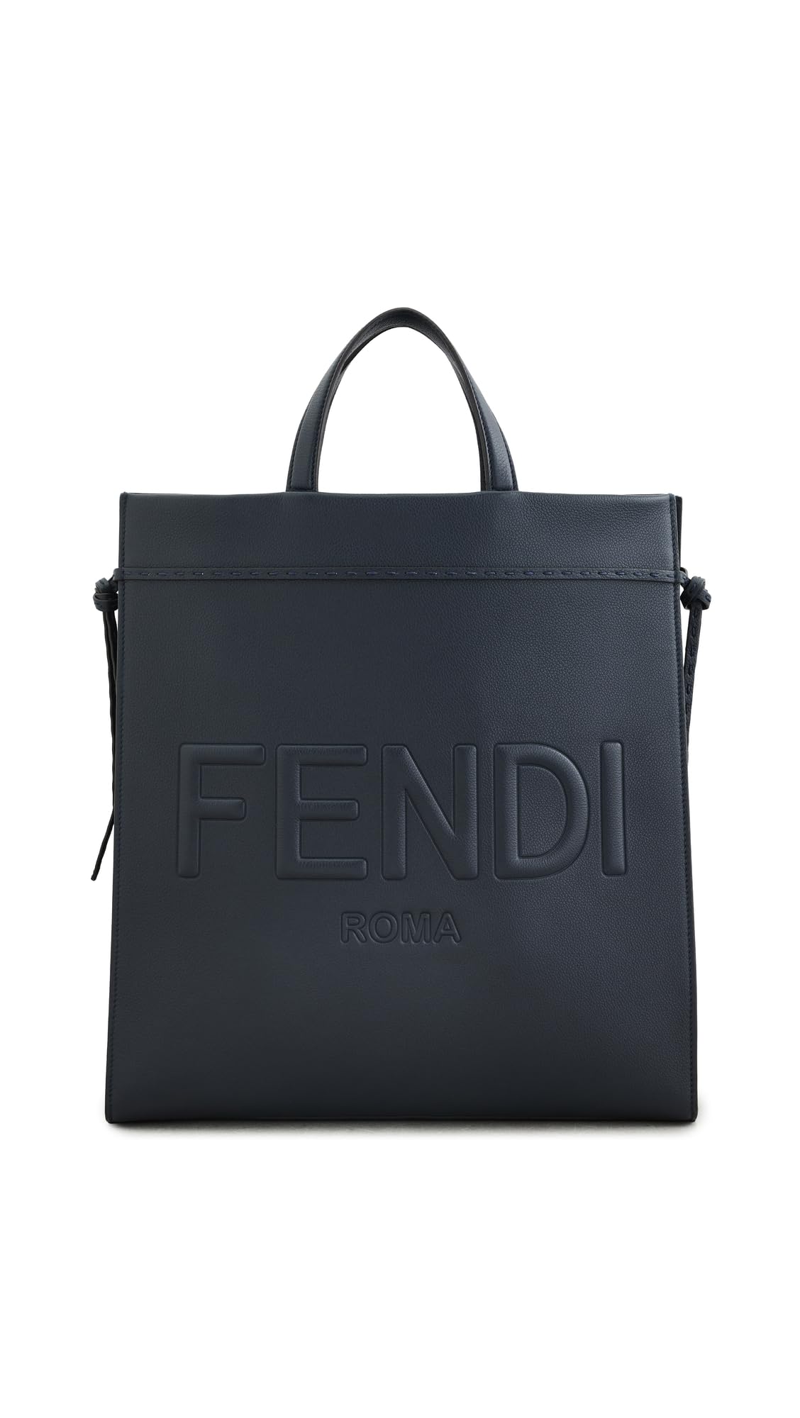 Pre-Loved Fendi Go To Medium Calfskin Shopper Tote - Navy