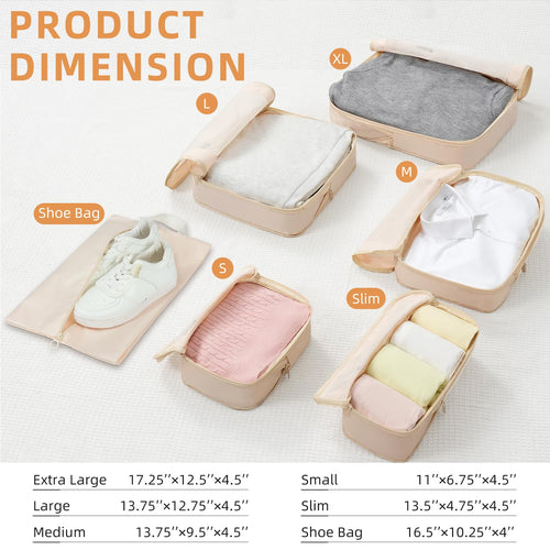 BAGAIL Expandable Compression Packing Cubes Travel Set