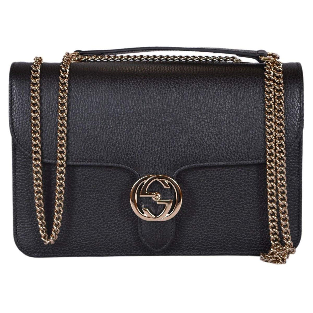 Gucci Interlocking GG 510304 Black Leather Crossbody Bag