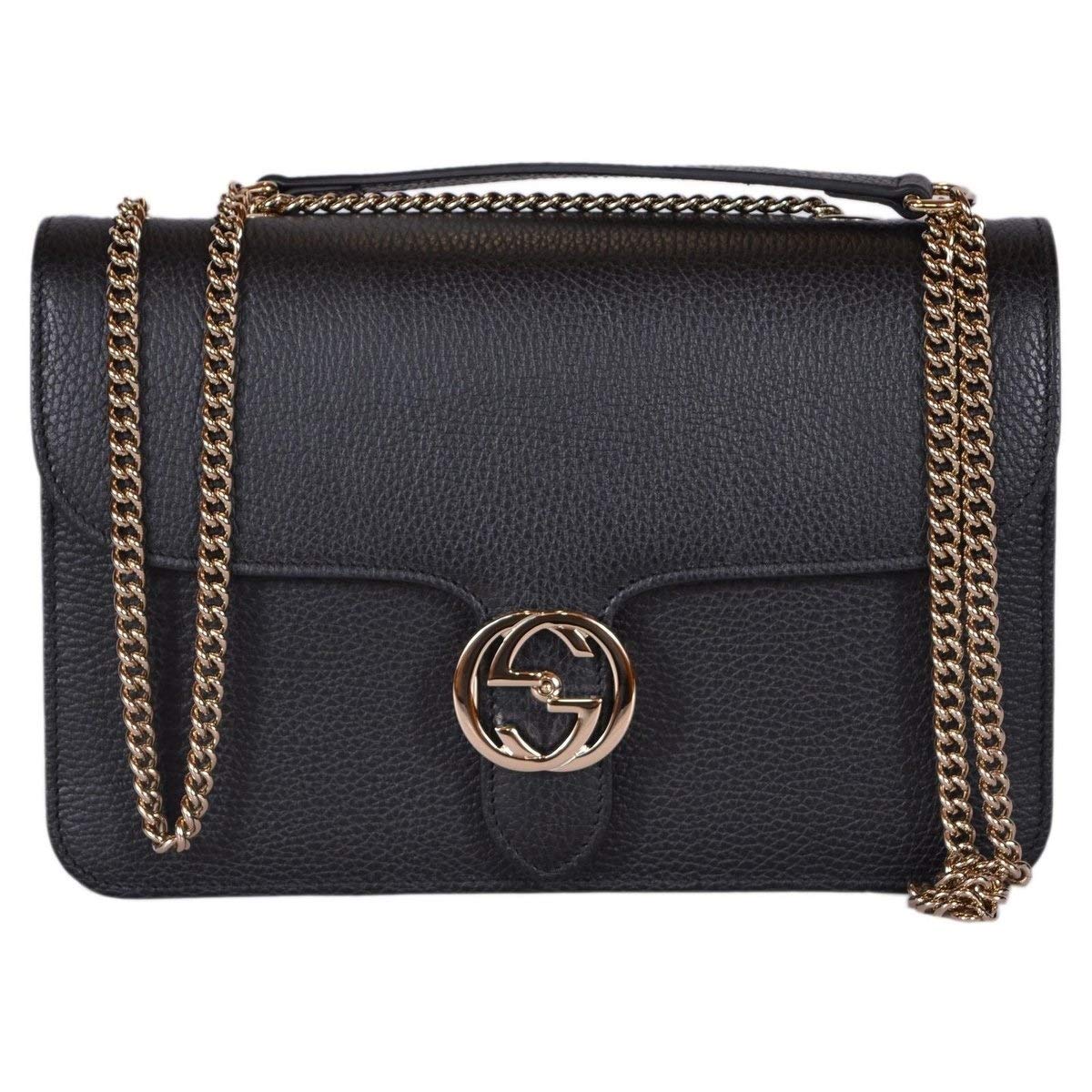Gucci Interlocking GG 510304 Black Leather Crossbody Bag