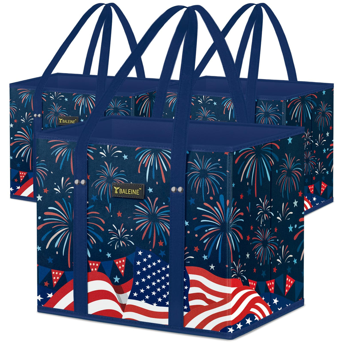 BALEINE Foldable Reusable Grocery Tote with Reinforced Base