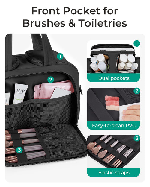 BAGSMART Wide-Open Puffy Travel Toiletry & Makeup Bag
