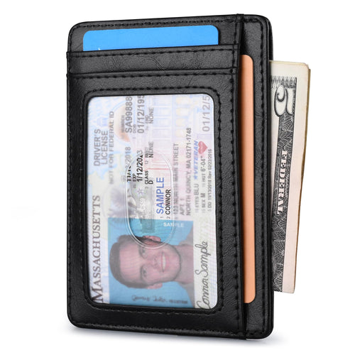 Buffway Slim RFID-Blocking Leather Front Pocket Wallet