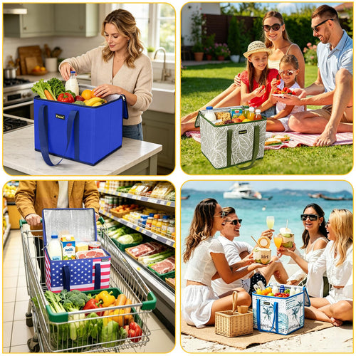BALEINE Foldable Reusable Grocery Tote with Reinforced Base