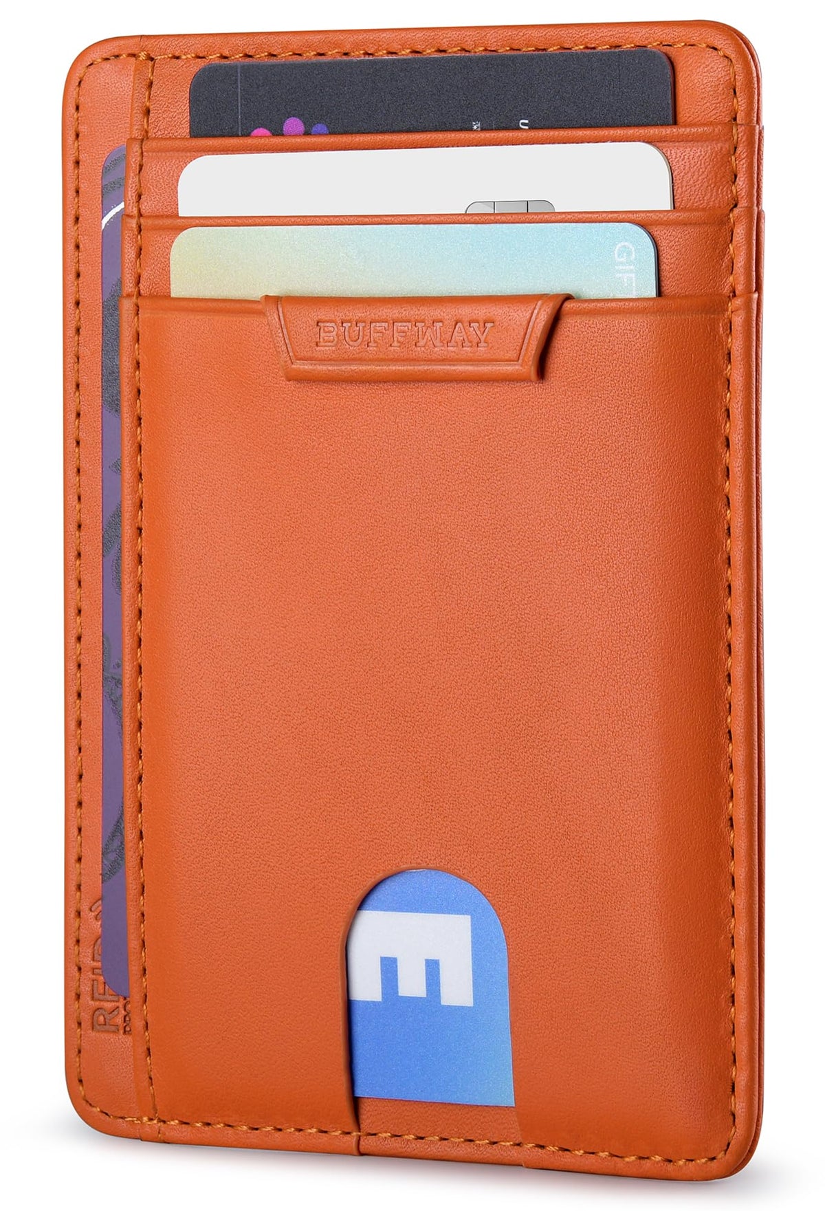 Buffway Slim RFID-Blocking Leather Front Pocket Wallet